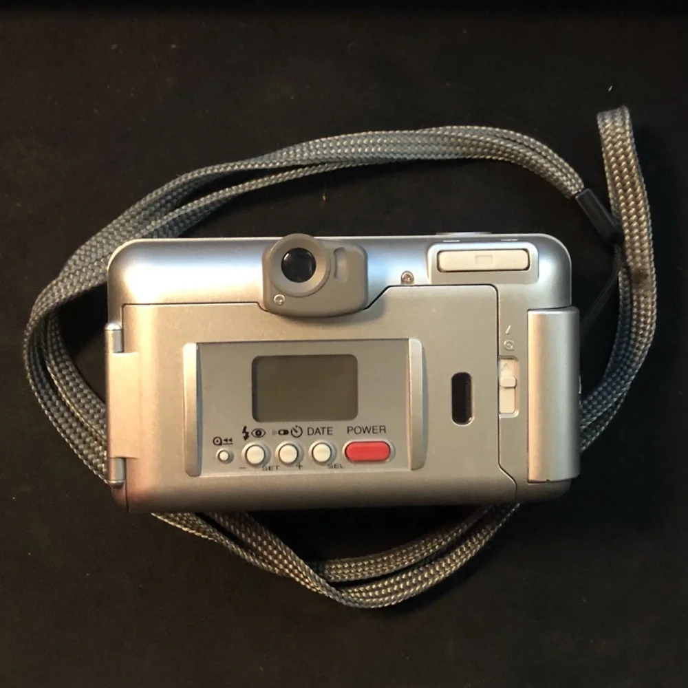 Fujifilm Zoom Date 135V Silver Camera with Gray Strap